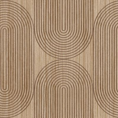 Papier peint vinyle intissé Reality Iv Lutece mat et satiné effet bois, cerclé marron, noyer l.1005 x l.53 cm