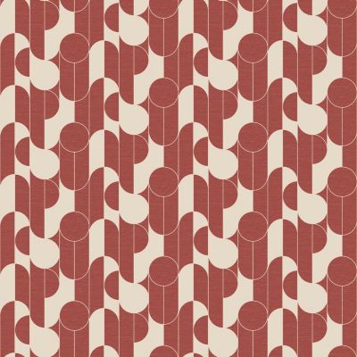 Papier peint vinyle intissé rond géométrique GoodHome terracotta et blanc L.10m x l.53cm