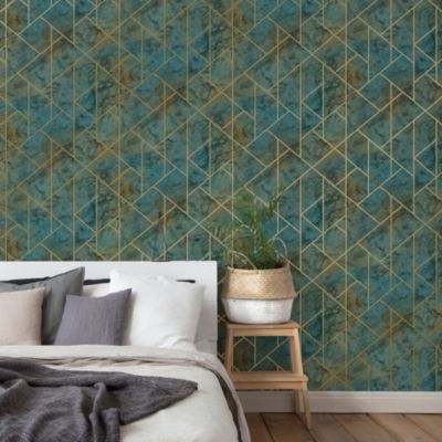 Papier peint vinyle intissé Samish vert GoodHome L.10m x l.53cm