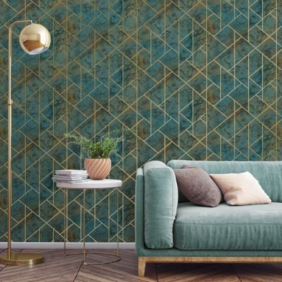 Papier peint vinyle intissé Samish vert GoodHome L.10m x l.53cm