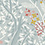 Papier peint vinyle intissé Sejours & Chambres Lutece mat et satiné fleurs, feuilles bleu, blanc, rouge l.1005 x l.53 cm