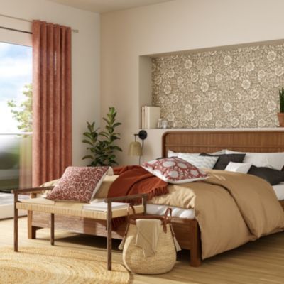 Papier peint vinyle intissé Soffice GoodHome motif fleuri beige L. 10,05m x l. 0,53m