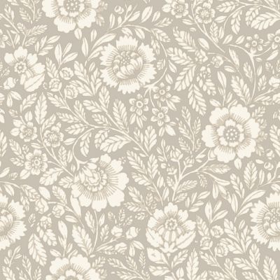 Papier peint vinyle intissé Soffice GoodHome motif fleuri beige L. 10,05m x l. 0,53m