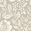 Papier peint vinyle intissé Soffice GoodHome motif fleuri beige L. 10,05m x l. 0,53m