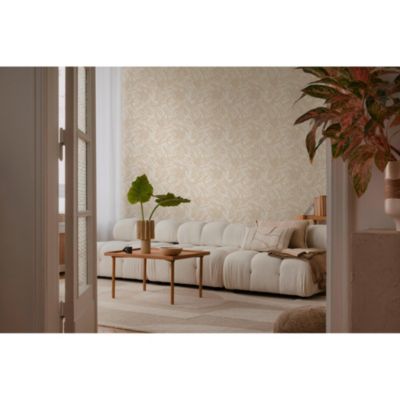Papier peint vinyle intissé soie végétale beige L. 1005 x l. 53 cm AS Création