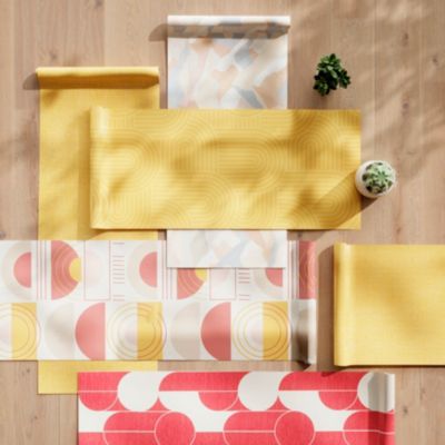 Papier peint vinyle intissé Sunset GoodHome rose et jaune L.10m x l.53cm