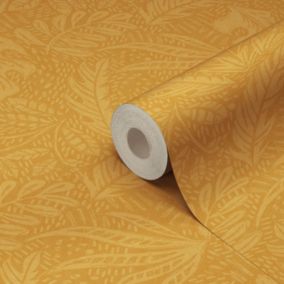 Papier peint vinyle intissé Tuklu GoodHome jaune ocre l.53 cm x 10m