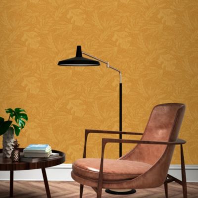 Papier peint vinyle intissé Tuklu GoodHome jaune ocre l.53 cm x 10m