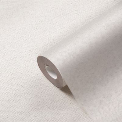 Papier peint vinyle intissé uni aspect tissu blanc L.1005 x l.53cm GoodHome, Mythe