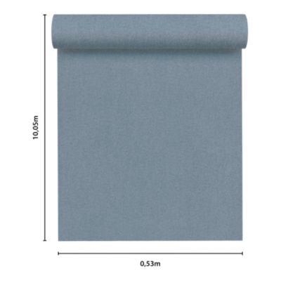 Papier peint vinyle intissé uni aspect tissu bleu L.1005 x l.53cm GoodHome, Mythe