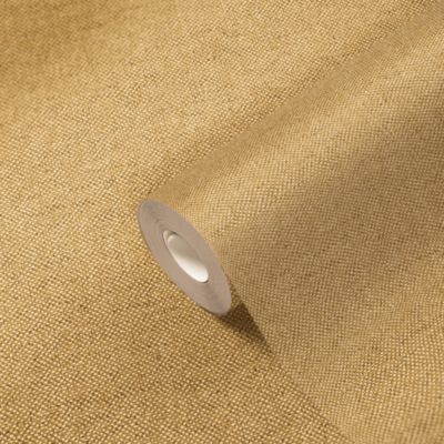 Papier peint vinyle intissé uni aspect tissu jaune moutarde L.1005 x l.53cm GoodHome, Mythe