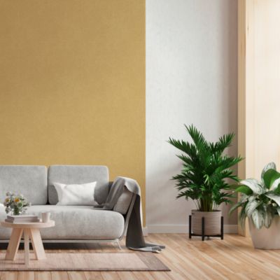 Papier peint vinyle intissé uni aspect tissu jaune moutarde L.1005 x l.53cm GoodHome, Mythe