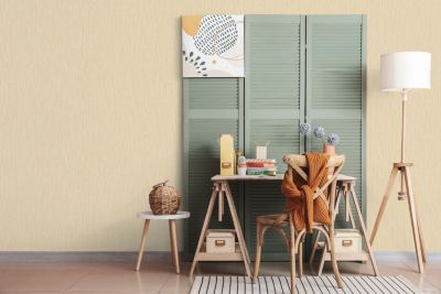 Papier peint vinyle intissé uni beige doré L.1005 x l.53 cm Lutèce Latte