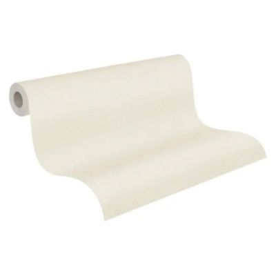 Papier peint vinyle intissé uni beige ivoire mat L.1005 x l. 53 cm As Creation Around