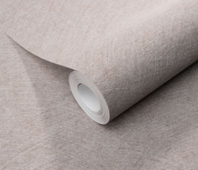 Papier peint vinyle intissé uni beige taupe L.1005 x l.53cm, Erismann Flair