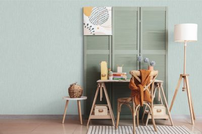 Papier peint vinyle intissé uni bleu turquoise L.1005 x l.53 cm Lutèce Latte