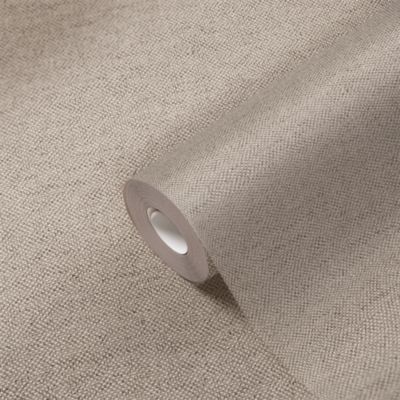 Papier peint vinyle intissé uni effet tissu beige L.1005 x l.53 cm, GoodHome Mythe