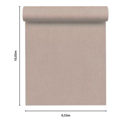 Papier peint vinyle intissé uni effet tissu beige L.1005 x l.53 cm, GoodHome Mythe