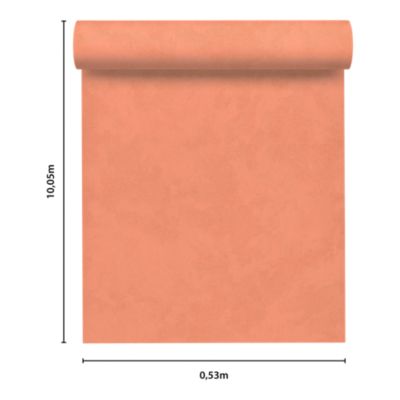 Papier peint vinyle intissé uni orange pêche L.53 x l.1005 cm GoodHome Izier