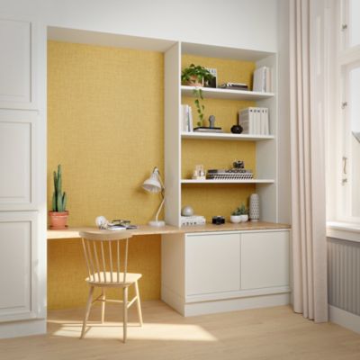 Papier peint vinyle intissé uni structuré jaune ocre L.1000 x l.52 cm GoodHome Shung