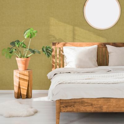 Papier peint vinyle intissé uni structuré jaune ocre L.1000 x l.52 cm GoodHome Shung