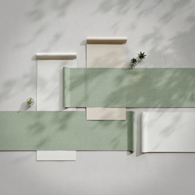 Papier peint vinyle intissé uni structuré vert L.1000 x l.52 cm, GoodHome Shung
