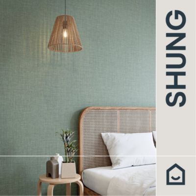 Papier peint vinyle intissé uni structuré vert L.1000 x l.52 cm, GoodHome Shung