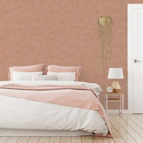 Papier peint vinyle intissé uni Tadelakt vieux rose 53 cm x 10,05 m Lutece
