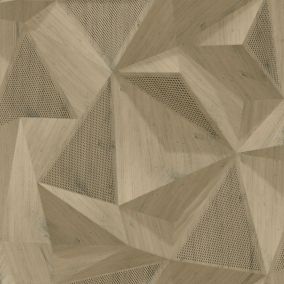 Papier peint vinyle sur intissé polygone bois taupe Ugepa
