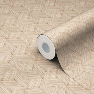 Papier peint vinyle sur intissé Carob GoodHome formes géométriques beige l.53 x H.1005 cm