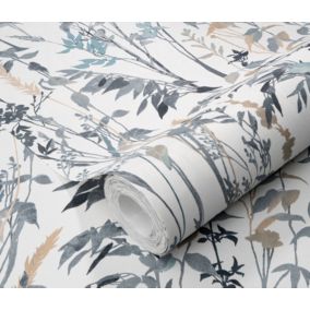 Papier peint vinyle sur intissé Cottage végétal bleu L.1005 x l.53cm Erismann