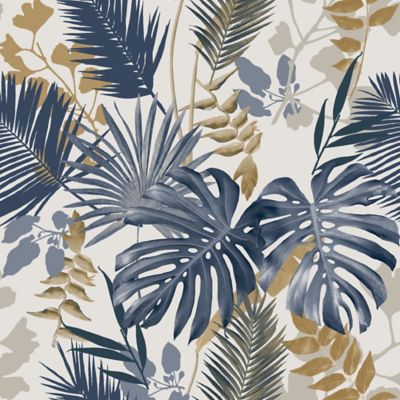 Papier peint vinyle sur intissé GoodHome Ferula bleu