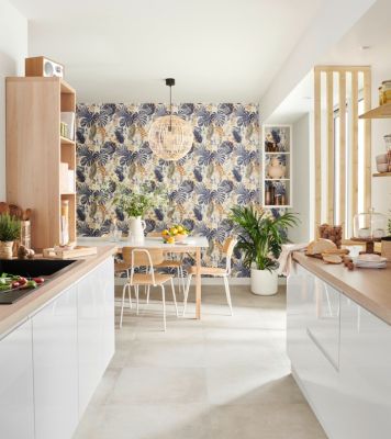 Papier peint vinyle sur intissé GoodHome Ferula bleu