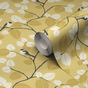 Papier peint vinyle sur intissé GoodHome Mahot jaune