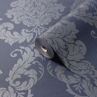 Papier peint vinyle sur intissé GoodHome Ornata bleu