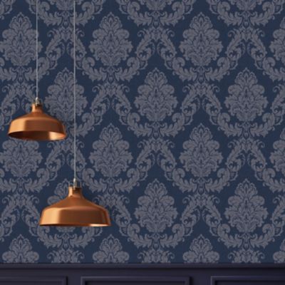 Papier peint vinyle sur intissé GoodHome Ornata bleu
