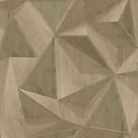 Papier peint vinyle sur intissé polygone bois taupe Ugepa
