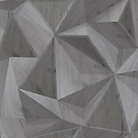 Papier peint vinyle sur intissé polygone gris foncé Ugepa