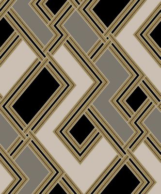Papier peint vinyle sur intissé tissu geometrique taupe 53 cm