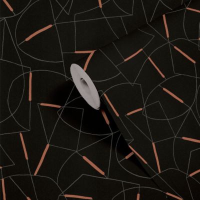 Papier vinyle sur intissé GoodHome Schiele noir