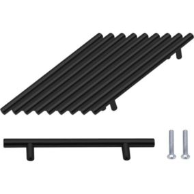 Paquet de 10 Poignées Noir de Porte 160mm Acier Inoxydable Poignees pour Meuble Armoire avec Vis