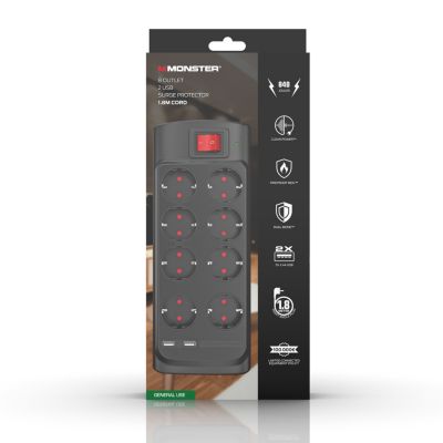 Parafoudre parasurtenseur MONSTER 8 prises AC et 2 USB-A | Castorama