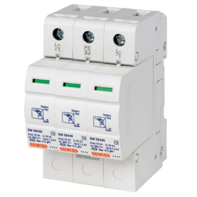 Parafoudre pour application photovoltaïque 3 pôles 40 kA 1000 VCC Type 2 - GEWISS - GWD6428