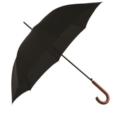 Parapluie canne long ouverture automatique bois et noir