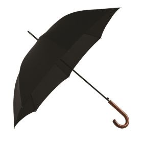 Parapluie canne long ouverture automatique bois et noir