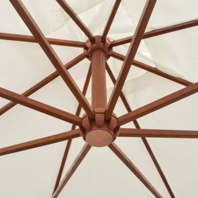 Parasol 300 x 300 cm Poteau en bois Blanc
