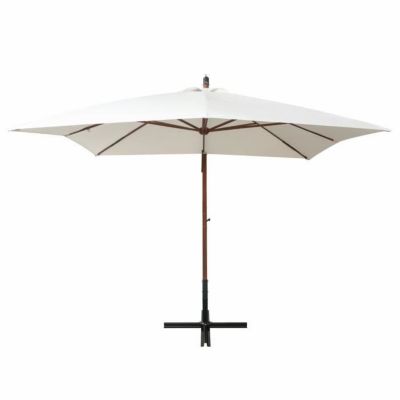 Parasol 300 x 300 cm Poteau en bois Blanc