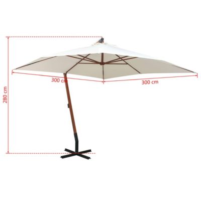 Parasol 300 x 300 cm Poteau en bois Blanc