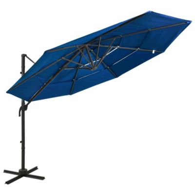 Parasol à 4 niveaux avec mât aluminium bleu Helloshop26