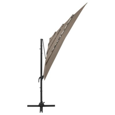 Parasol à 4 niveaux avec mât aluminium taupe Helloshop26